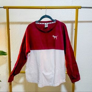 Medium - VS PINK Maroon and white crew sweatshirt